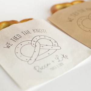 We Tied The Knot Wedding Favor Bags Pretzel Bag, Soft Pretzel Bags Grease Resistant Bags image 4