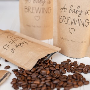 A Baby Is Brewing Baby Shower Favor Bag Tea Favor, Coffee Favor Bag, Resealable Coffee Pouch, Personalized Favor Bag image 8