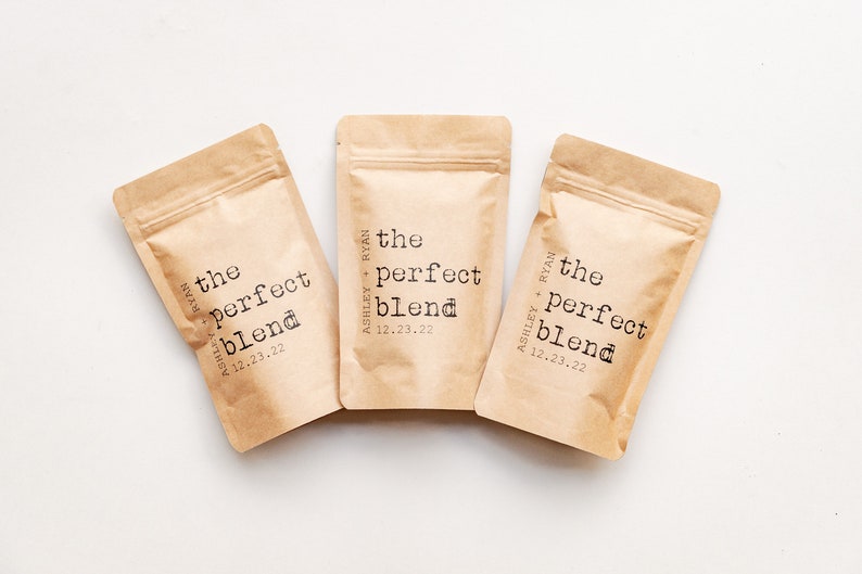 The Perfect Blend Coffee Wedding Favor Bag - Bridal Shower Favor, Coffee Favor Bags, Resealable Coffee Pouch, Personalized Wedding Favor 