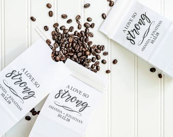 Love So Strong Tin Tie Wedding Favor Bag -Coffee Favors for Wedding,Tea Favors for Party,Tin Tie Favor Bag,Bridal Shower Favors,Coffee Bags