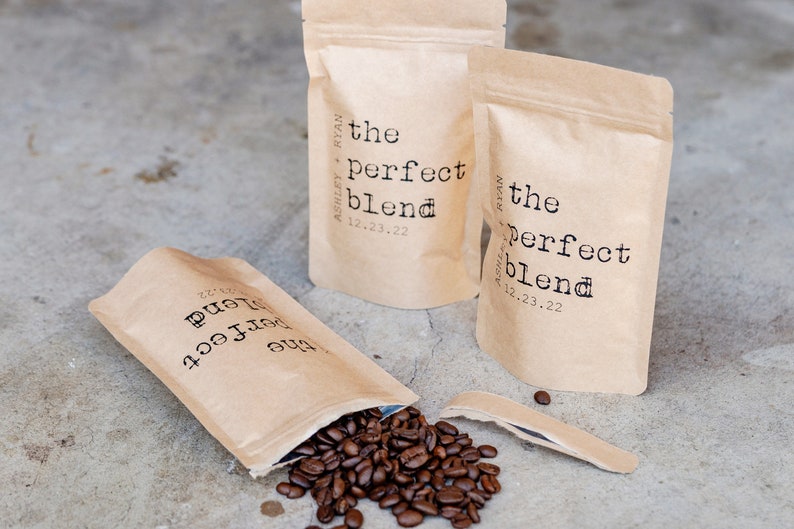The Perfect Blend Coffee Wedding Favor Bag Bridal Shower Favor, Coffee Favor Bags, Resealable Coffee Pouch, Personalized Wedding Favor image 4
