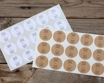 Save the Date Stickers - Brown Kraft Envelope Seals for Weddings, Set of 30