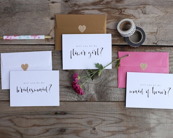 Set of 6 Bridesmaid Proposal Cards | Will You Be My Bridesmaid | Bridal Party Card To Ask Flowergirl