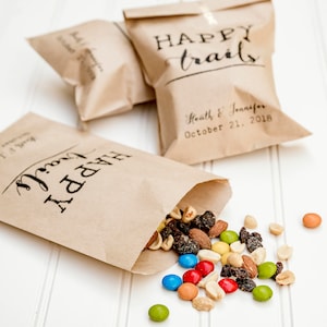 Happy Trails Personalized Wedding Favor Bags Trail Mix Bar, Rehearsal Dinner, Engagement Party image 2