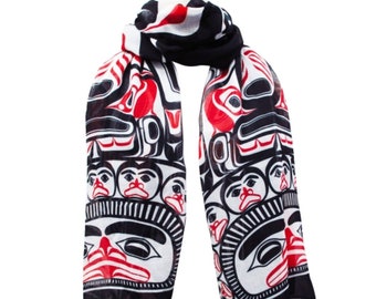 Bill Reid Children of the Raven Artist Scarf || Christmas gift Ideas || native Artist