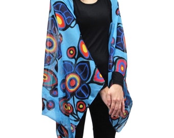 Cape Scarf || Norval Morrisseau || Flowers & Birds || Gifts for Her || Christmas Gift for her