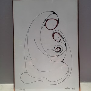 Caring by Daphne Odjig - Copper Frame - Mother and Child - Mothers Day Gift