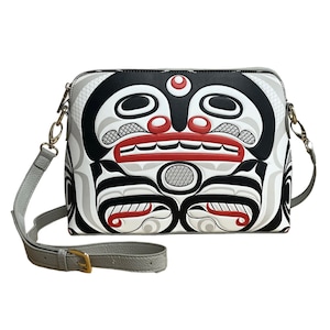 Curtis Wilson Killer Whale Crosshatch Art Bag, Vegan Leather Purse