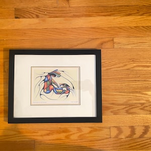 Instruction on Drumming - Cecil Youngfox - FRAMED art print • Ojibway Artist