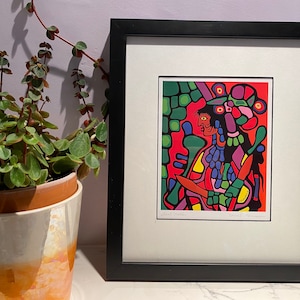 Impressão de cartão de arte Great Mother - Norval Morrisseau - Impressão digital com moldura de madeira de artista nativo canadense - presente para ela - Presente de Dia das Mães