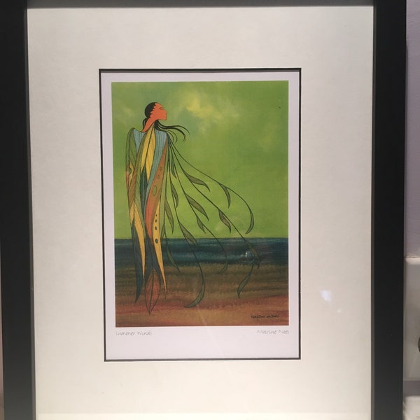 Beautiful “Summer wind ” by Maxine Noel  art card that is matted and framed This piece has a dust cover, and wire hang.