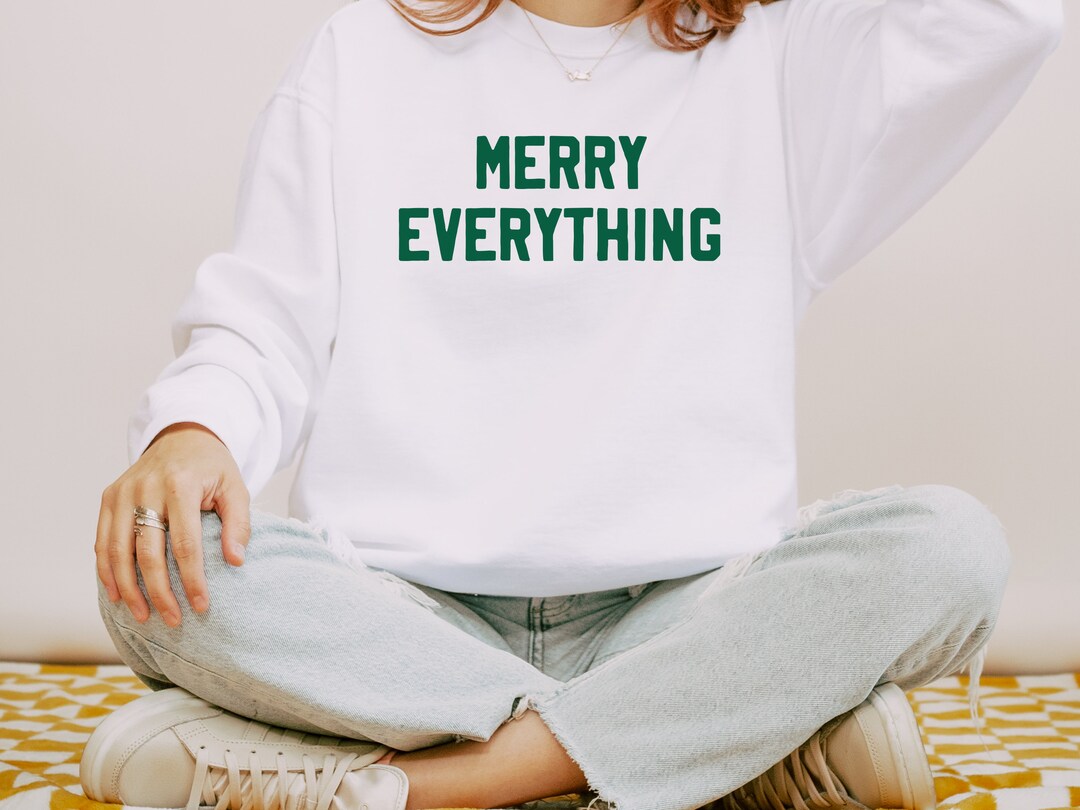Pink Merry Every Thing Glitter Letter Christmas Sweatshirt main image 0