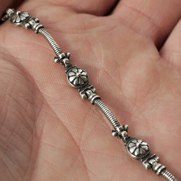 Antique Victorian Silver Flower Bracelet