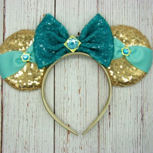 Large Princess Jasmine Mouse Ears on headband || Disney&#39;s Aladdin || 4&quot; Large Pale Gold Ears || Park sized Ears || Movie Theme