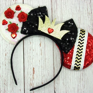Grande oreille reine de coeur || Alice au pays des merveilles || Oreilles de souris Disney Villain || Oreilles de caractère || Grand serre-tête oreilles de souris || De la taille d'un parc