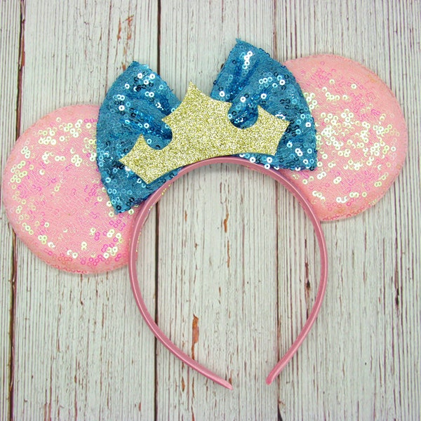 Large Princess Aurora Mouse Ears || Sleeping Beauty crown || Large Pink mouse ears || Character Ears || Park Sized Ears || Adult sized ears