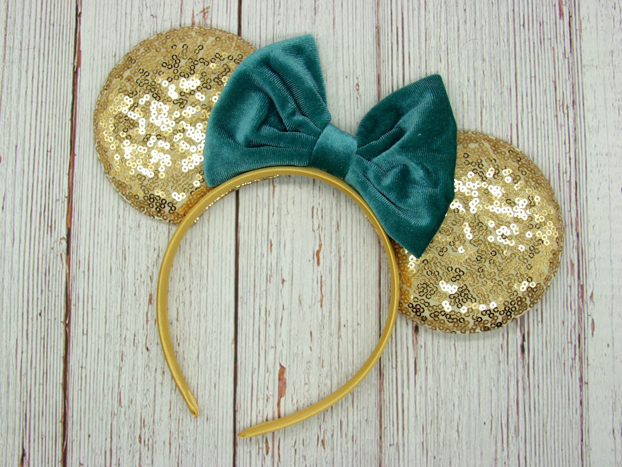 DISNEYPARKS EXCLUSIVE MinnieMouse Holiday Sequined EARSHeadband w a Glittery Bow 2024 Disney-Parks Blue Sequins Bow Ears Anniversary Minnie  main image 2