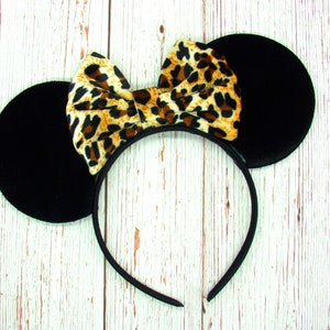 Large Black Velvet Ears with Sequin Bow || Customize Bow Color || Large Velvet Ears on Headband || Colorful Ear