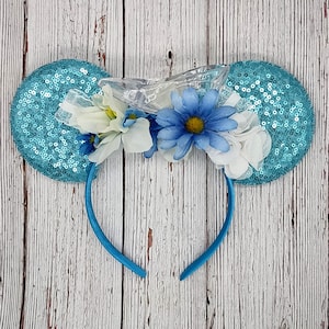 Large Cinderella Slipper Mouse Ears || 4&quot; Ocean Blue Mouse Ears || Princess Ears || Movie Theme Ears || Character Ears || Park Sized Ears