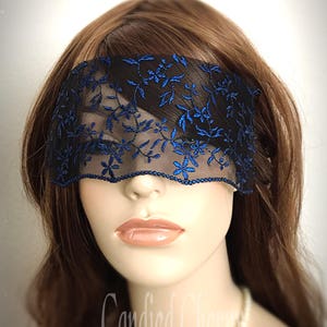 Black Metallic Blue Lace Mask Veil-mysterious Masquerade Ball - Etsy