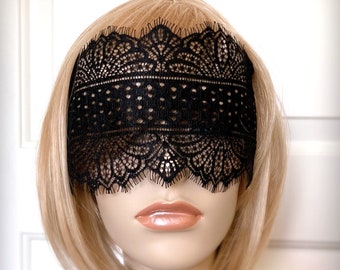 Black Lace Eye Mask Veil-Mysterious Masquerade Party Fetes Galantes Victorian Halloween Gothic Wedding Party Eyelash Lace Blindfold-"ODILE"