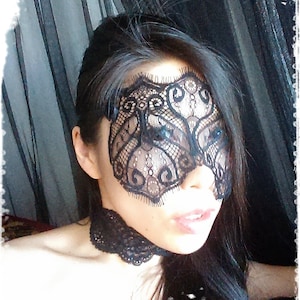 Black Lace Mask-Mysterious Masquerade Ball Eye Mask-Elegant Black Eyelash Lace Veil-50 shades of grey, Mardi Gras,Masquerade Mask Šahrzād image 1