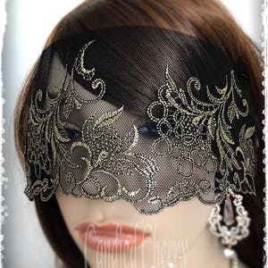 Black Gold Lace Mask Veil-mysterious Masquerade Ball - Etsy
