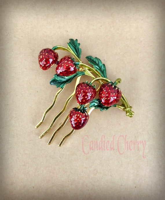 Botanical Inspired Strawberry Hair Comb-vintage Victorian  display picture 3