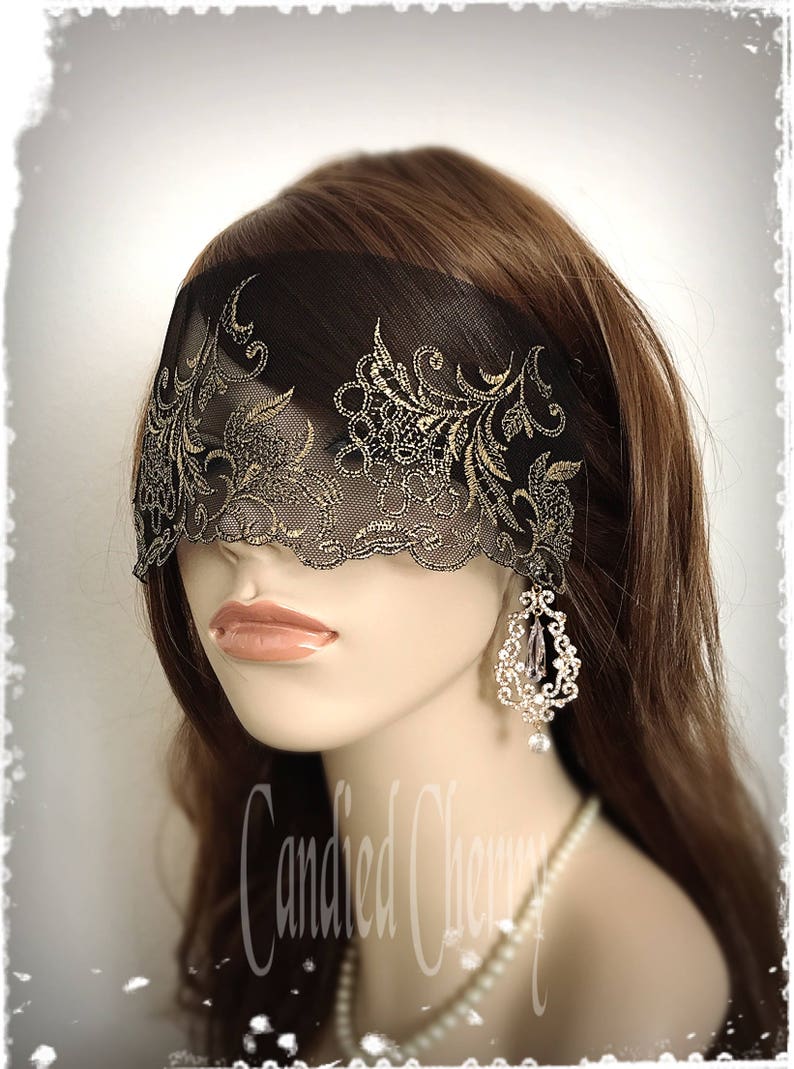Black Gold Lace Mask Veil-Mysterious Masquerade Ball | Etsy