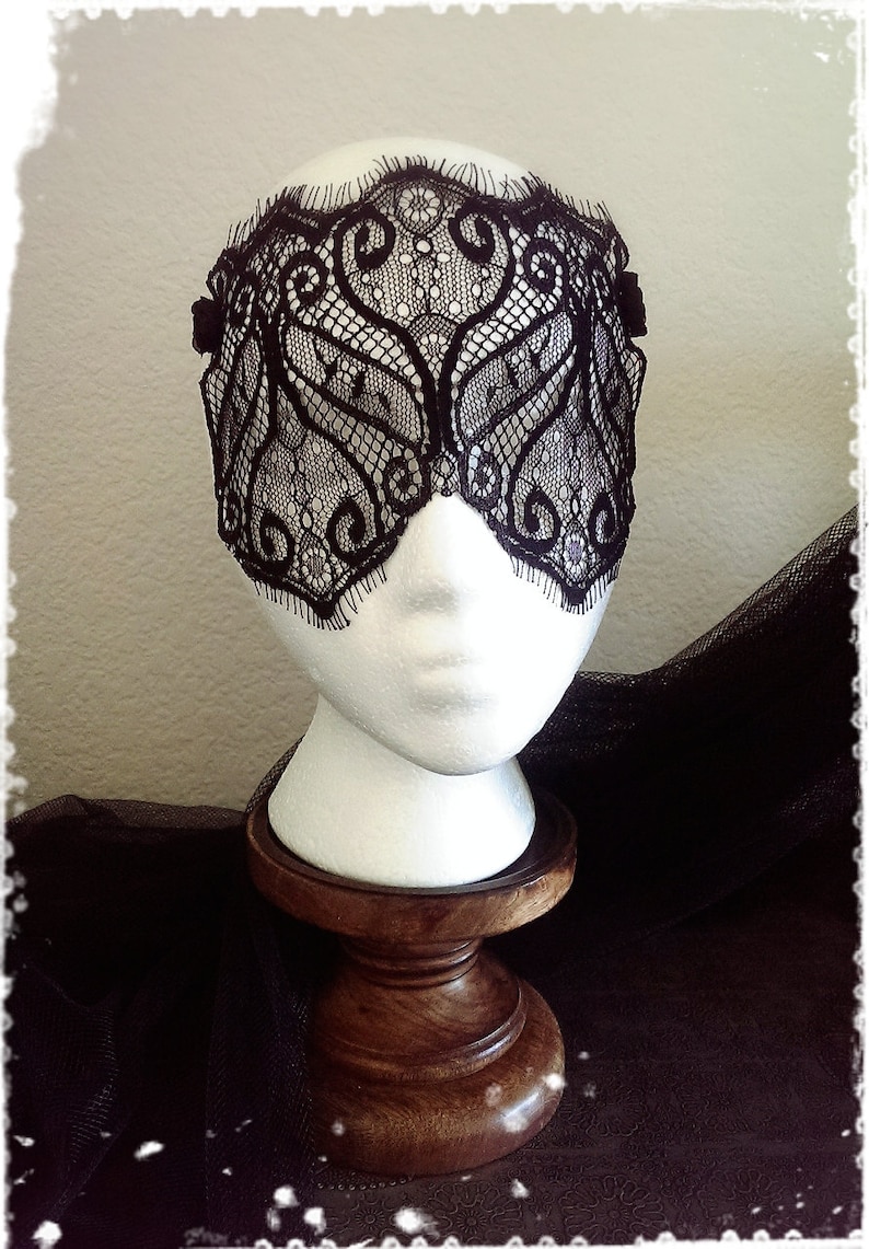 Black Lace Mask-Mysterious Masquerade Ball Eye Mask-Elegant Black Eyelash Lace Veil-50 shades of grey, Mardi Gras,Masquerade Mask Šahrzād image 2