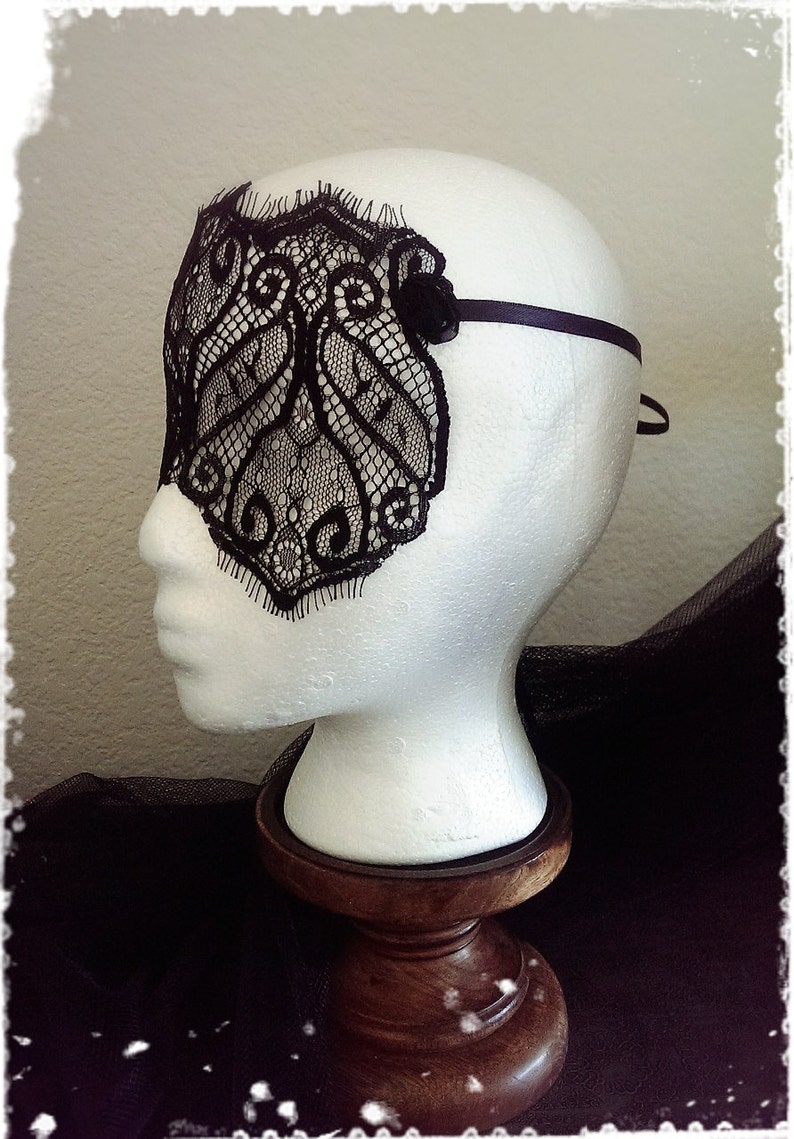 Black Lace Mask-Mysterious Masquerade Ball Eye Mask-Elegant Black Eyelash Lace Veil-50 shades of grey, Mardi Gras,Masquerade Mask Šahrzād image 5