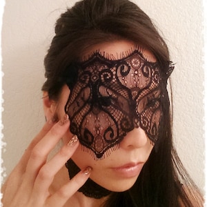 Black Lace Mask-Mysterious Masquerade Ball Eye Mask-Elegant Black Eyelash Lace Veil-50 shades of grey, Mardi Gras,Masquerade Mask Šahrzād image 3