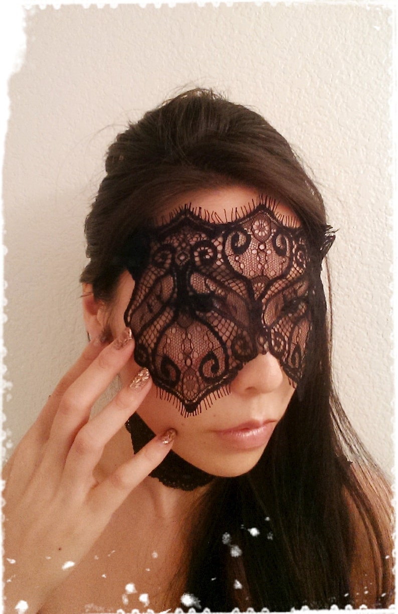 Black Lace Mask-Mysterious Masquerade Ball Eye Mask-Elegant Black Eyelash Lace Veil-50 shades of grey, Mardi Gras,Masquerade Mask Šahrzād image 3