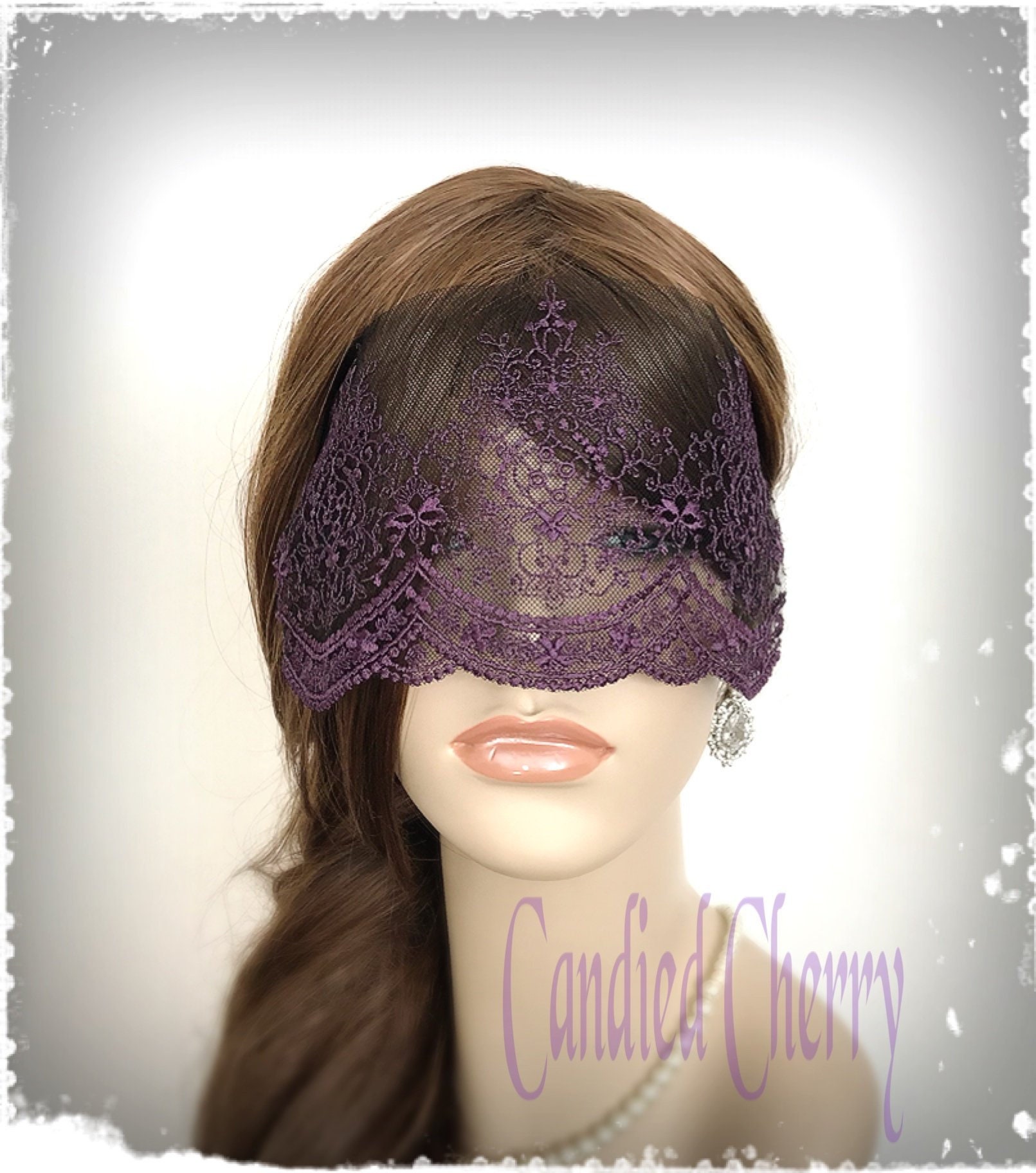 Black and Purple Victorian Lace Mask Veil-Mysterious | Etsy