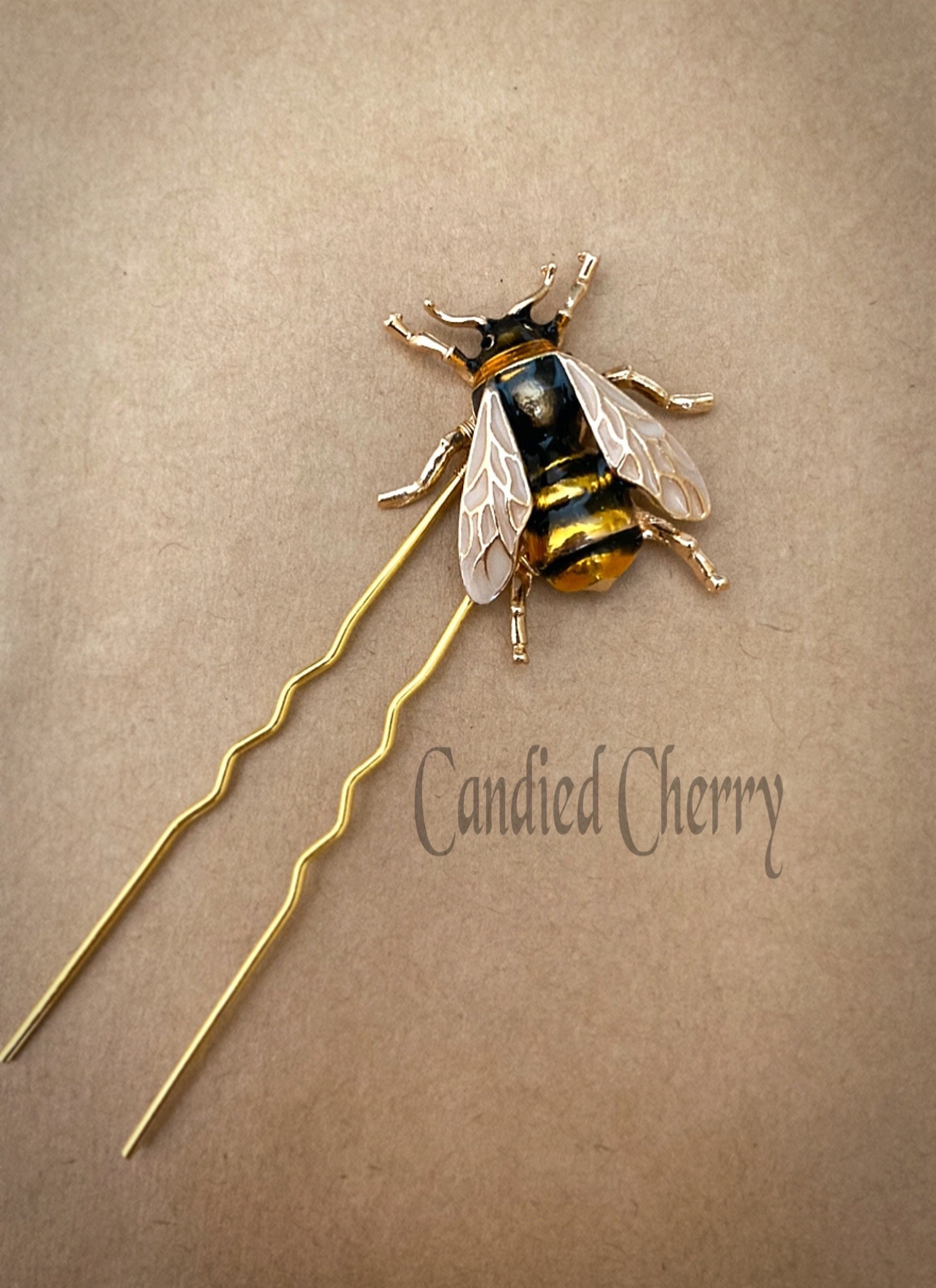 Botanical Inspired Bee Hair Pin-vintage Victorian Art Deco  display picture 2