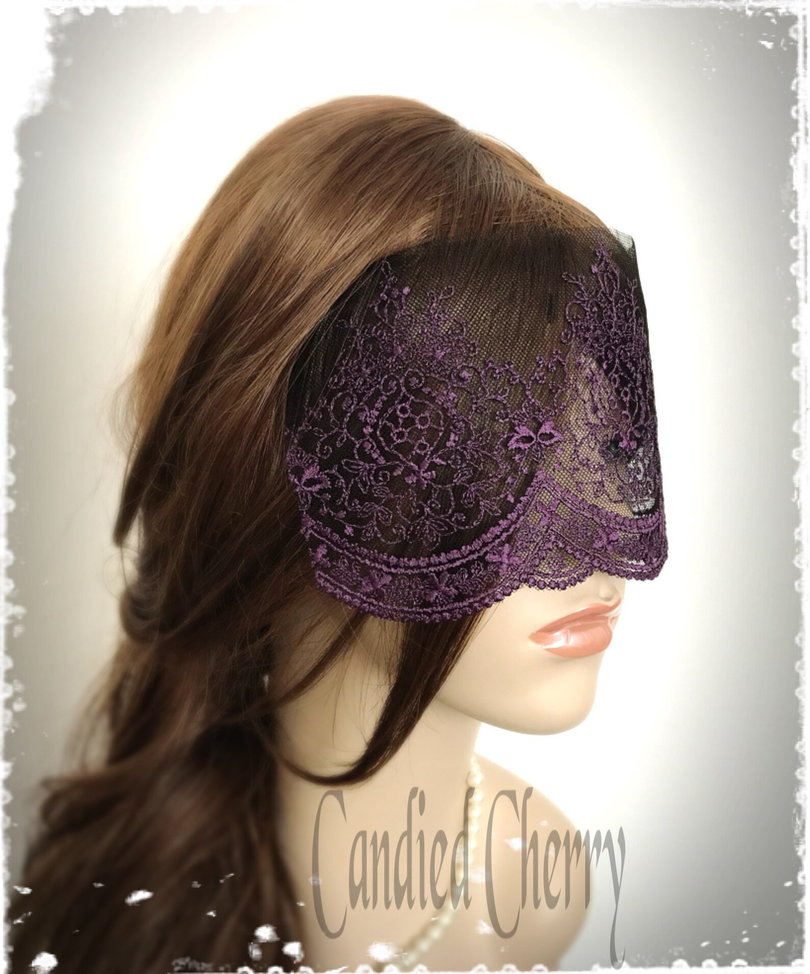 Black and Purple Victorian Lace Mask Veil-mysterious - Etsy
