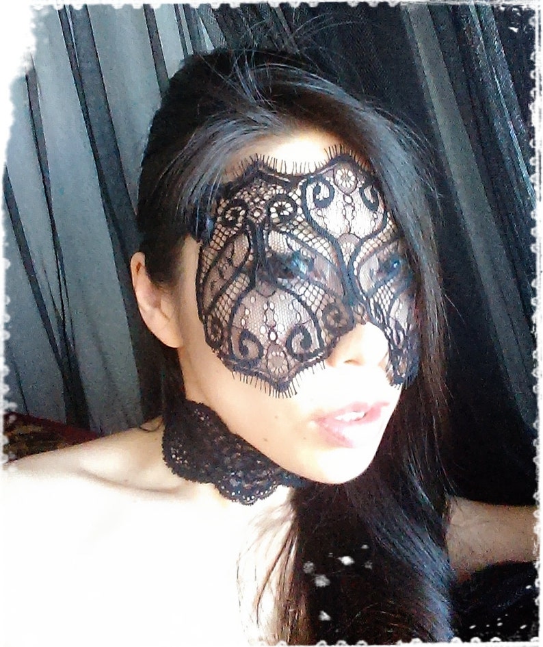 Black Lace Mask-Mysterious Masquerade Ball Eye Mask-Elegant Black Eyelash Lace Veil-50 shades of grey, Mardi Gras,Masquerade Mask Šahrzād image 1