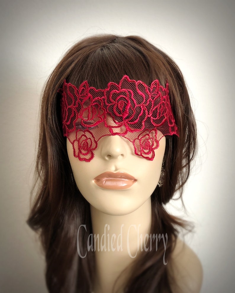 Passion Red Rose Lace Mask Veil-dia De Los Muertos Mysterious | Etsy
