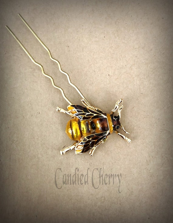Botanical Inspired Bee Hair Pin-vintage Victorian Art Deco  display picture 1
