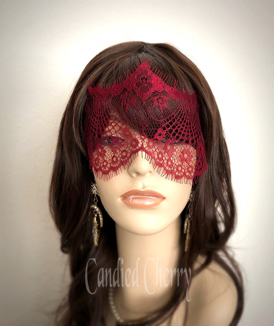 Dark Red Lace Mask Veil-mysterious Masquerade Party Fetes - Etsy