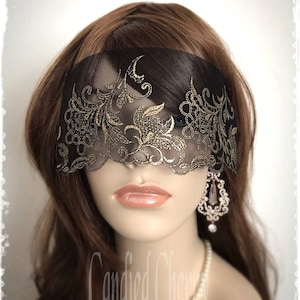 Black Gold Lace Mask Veil-mysterious Masquerade Ball - Etsy