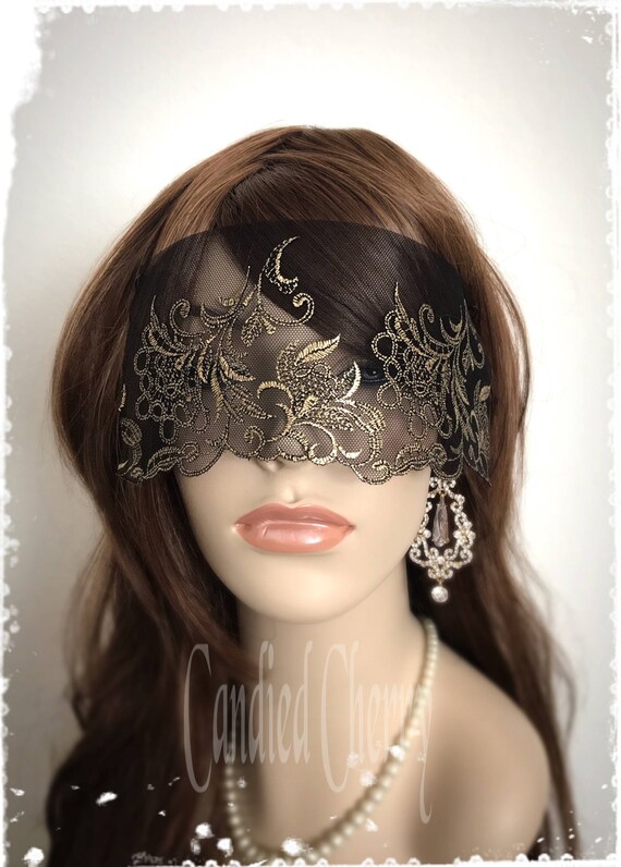 Black Gold Lace Mask Veil-mysterious Masquerade Ball Versailles