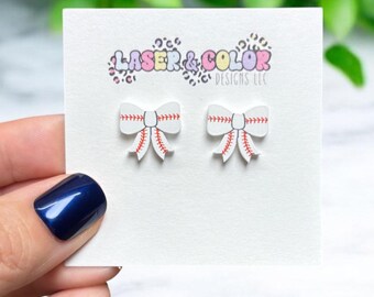 Baseball Bow Earrings, Baseball Earrings, Baseball Coquette Earrings, Sports Earrings, Baseball Mom, Team Spirit
