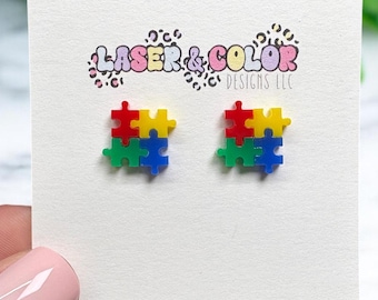 Autism Acceptance Earrings, Autism Awareness Earrings, Autism Mom Earrings, Puzzle Earrings, Special Education Teacher Gift, Therapist Gift