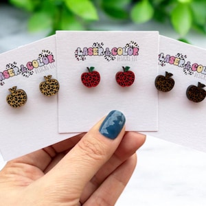 Leopard Apple Earrings, Teacher Earrings, Apple Earrings, School Earrings, Gift for Teacher, Teacher Appreciation Gift, Teacher Gift