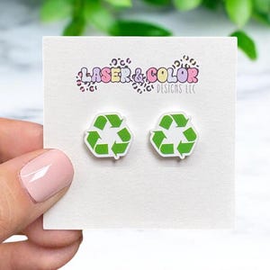 Earth Day Earrings, Recycling Earrings, Go Green Earrings
