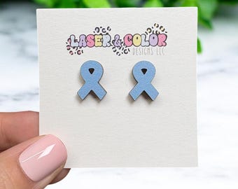 Light Blue Ribbon Earrings, Prostate Cancer Awareness Earrings, Awareness Earrings