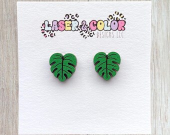 Tropical Leaf Earrings, Summer, Monstera Leaf, Vacation, Tropical, Plant Earrings, Coastal