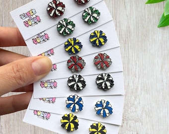 41 Pom Pom Colors, Cheerleader Earrings, Glitter Pom Pom Earrings, Cheer Earrings, Cheer Mom, Team Spirit, Cheer Gift, Cheer Squad Gift