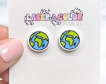 Earth Day Earrings, Teacher Earrings, Earth Earrings, Planet Earrings, Globe Earrings, Teacher Gift